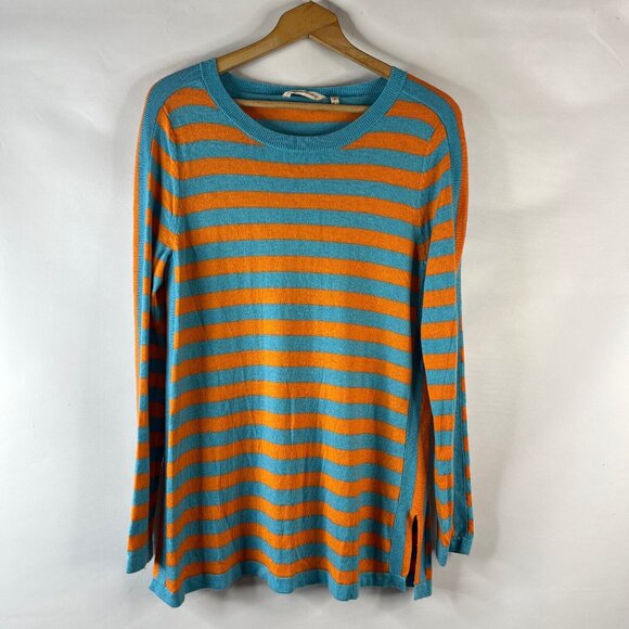 Soft Surroundings Womens Tunic Sweater Size Medium Cashmere Wool Blue Striped - Picture 2 of 9
